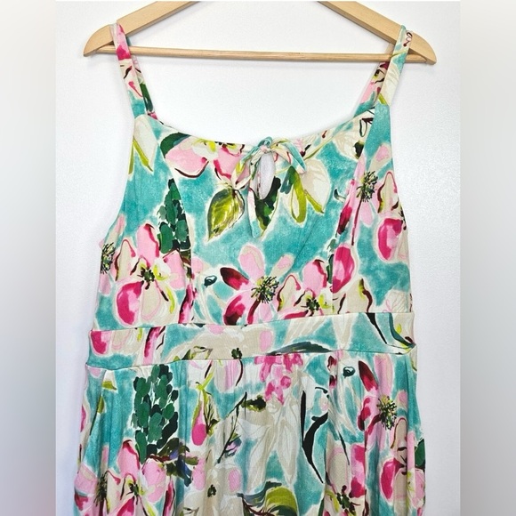 Torrid Midi Super Soft Tie Front Floral Sleeveless Dress - Picture 6 of 11